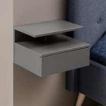 Ashanti Wall Hung Wooden Bedside Cabinet In Light Grey