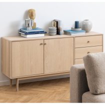 Astonik Wooden Sideboard With 2 Doors 3 Drawers In Oak White