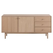 Astonik Wooden Sideboard With 2 Doors 3 Drawers In Oak White