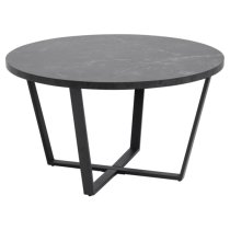 Altoona Wooden Coffee Table Round In Black Marble Effect