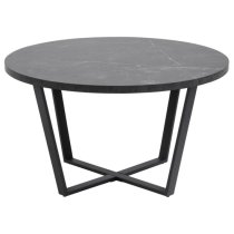 Altoona Wooden Coffee Table Round In Black Marble Effect