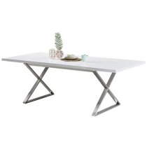 Mayline Extending White Dining Table With 6 Vesta White Chairs