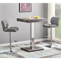 Topaz Square Wooden Bar Table In Concrete Effect