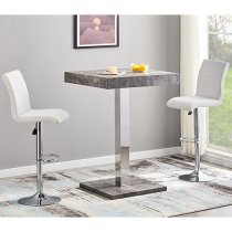 Topaz Square Wooden Bar Table In Concrete Effect