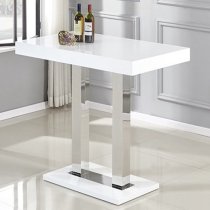 Caprice White High Gloss Bar Table 4 Ripple Green Stools