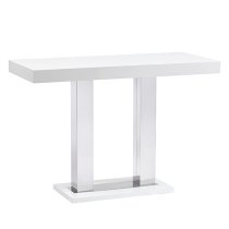 Caprice Large White Gloss Bar Table With 6 Candid Grey Stools