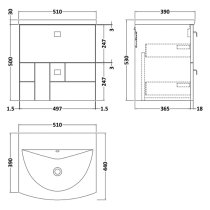 Bloke 50cm Wall Vanity With Curved Basin In Satin White