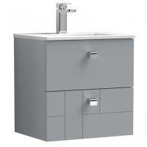 Bloke 50cm Wall Vanity With Minimalist Basin In Satin Grey