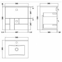 Bloke 50cm Wall Vanity With Minimalist Basin In Satin Grey