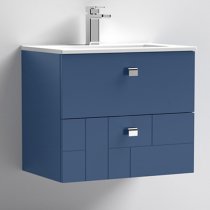 Bloke 60cm Wall Vanity With Minimalist Basin In Satin Blue