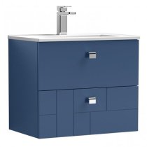 Bloke 60cm Wall Vanity With Minimalist Basin In Satin Blue