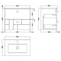 Bloke 60cm Wall Vanity With Minimalist Basin In Satin Blue