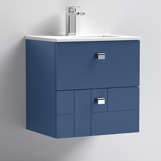 Bloke 50cm Wall Vanity With Minimalist Basin In Satin Blue