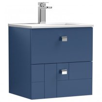 Bloke 50cm Wall Vanity With Minimalist Basin In Satin Blue