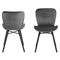 Baldwin Dark Grey Fabric Dining Chairs In Pair