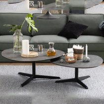 Barstow Ceramic Coffee Table Large With Black Metal Base