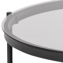 Baryon Smoked Glass Coffee Table Round With Black Metal Frame