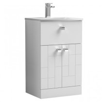 Bloke 50cm 1 Drawer Vanity With Curved Basin In Satin White