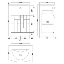 Bloke 50cm 1 Drawer Vanity With Curved Basin In Satin White