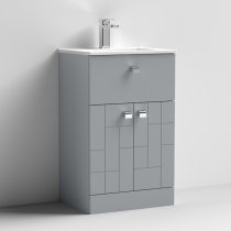 Bloke 50cm 1 Drawer Vanity With Minimalist Basin In Satin Grey