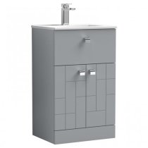 Bloke 50cm 1 Drawer Vanity With Minimalist Basin In Satin Grey