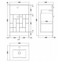 Bloke 50cm 1 Drawer Vanity With Minimalist Basin In Satin Grey