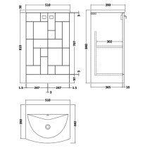 Bloke 50cm 2 Doors Vanity With Curved Basin In Satin Blue