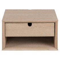 Canton Wall Hung Wooden Bedside Cabinet 1 Drawer In Oak White