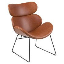 Carazo PU Leather Lounge Chair With Black Frame In Brown