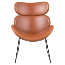 Carazo PU Leather Lounge Chair With Black Frame In Brown