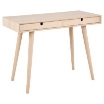 Canton Wooden Computer Desk With 2 Drawers In Oak White