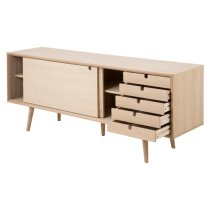 Canton Wooden Doors Sideboard With 2 Sliding Door In Oak White