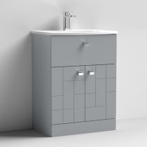 Bloke 60cm 1 Drawer Vanity With Curved Basin In Satin Grey