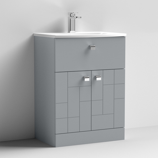 Bloke 60cm 1 Drawer Vanity With Curved Basin In Satin Grey