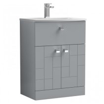 Bloke 60cm 1 Drawer Vanity With Curved Basin In Satin Grey