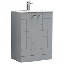 Bloke 60cm 2 Doors Vanity With Minimalist Basin In Satin Grey