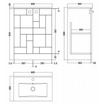 Bloke 60cm 2 Doors Vanity With Minimalist Basin In Satin Grey