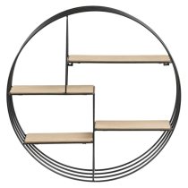 Dawson Natural Wooden Wall Shelf With Black Metal Frame