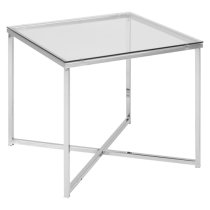 Coeur Clear Glass Side Table Square With Chrome Frame