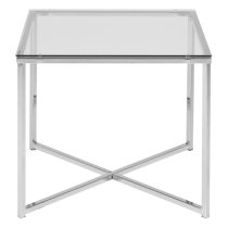 Coeur Clear Glass Side Table Square With Chrome Frame