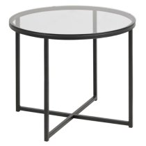 Coeur Smoked Glass Side Table Round With Black Frame