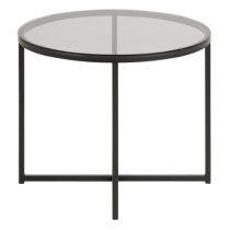 Coeur Smoked Glass Side Table Round With Black Frame