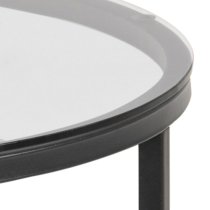 Coeur Smoked Glass Side Table Round With Black Frame