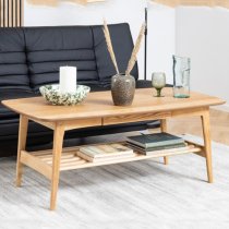 Emmet Wooden Coffee Table With 1 Drawer In Oak