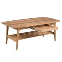 Emmet Wooden Coffee Table With 1 Drawer In Oak