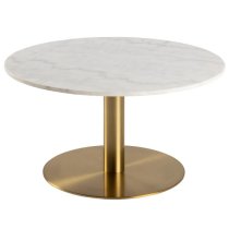 Clarkston Marble Coffee Table With Brass Base In White