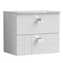 Bloke 60cm Wall Hung Vanity With Grey Worktop In Satin White