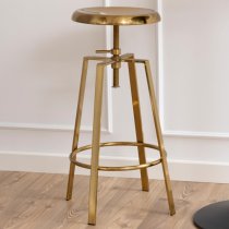 Goliad Metal Bar Stool Round In Brushed Gold