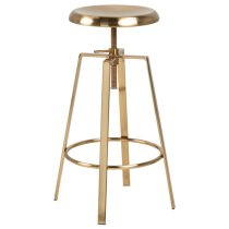 Goliad Metal Bar Stool Round In Brushed Gold