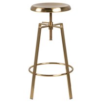 Goliad Metal Bar Stool Round In Brushed Gold